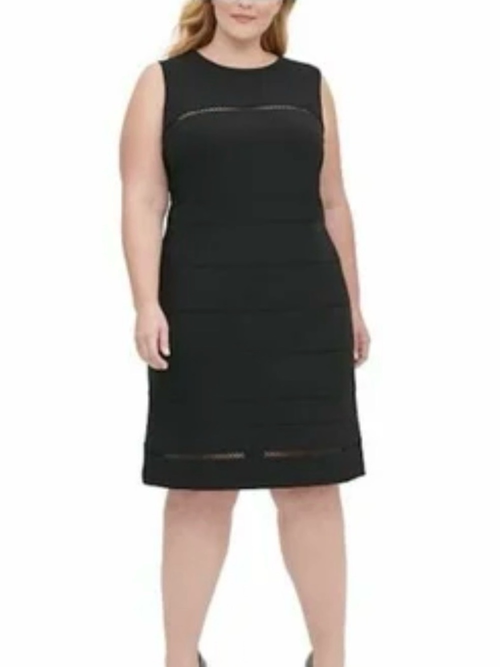 Tommy Hilfiger Sleeveless Shutter-Pleat Sheath Dress Black LBD Office Size 16W